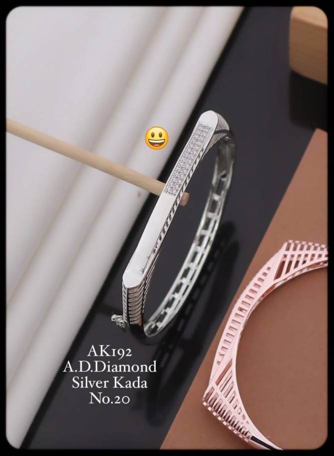 Accessories AD Diamond Designer Rose Gold And Silver Kada 4

